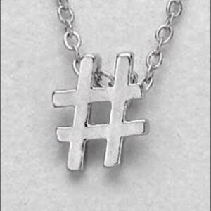 Hashtag Rhodium Dainty Pendant Necklace New